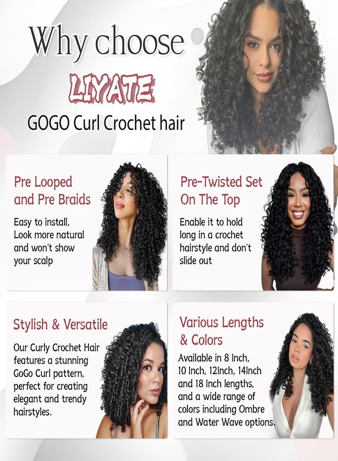 Liyate 7 Packs Gogo Curl Crochet Hair for Women 8 Inch Pre-Twisted Curly Crochet Hair Pre Looped Deep Ocean Water Wave Beach Curl Crochet Braids Synthetic Braiding Hair Extensions (8 Inch, 1B) - Image 4